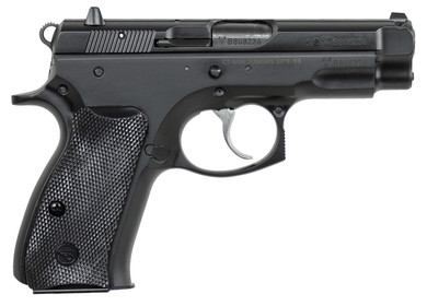 CZ-USA 01190 CZ 75 Compact *CA Compliant 9mm Luger 10+1 3.75 in Blued Steel Barrel, Black Serrated Steel Slide, Black Polycoat Steel Frame w/Beavertail, Black Polymer Grip, Pistol