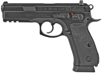 CZ-USA 01152 CZ 75 SP-01 *CA Compliant 9mm Luger 10+1 4.60 in Black Steel Barrel, Serrated Steel Slide Black Polycoat Steel Frame w/Beavertail & Picatinny Rail, Black Rubber Grip, Pistol
