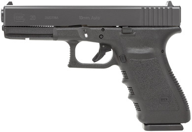 Glock PF2050201 G20 Gen3 Short Frame 10mm Auto 10+1 4.61 in Black Steel Barrel, Matte Black Serrated Steel Slide, Black Polymer Frame w/Picatinny Rail, Black Texture Finger Groove Grip, Pistol