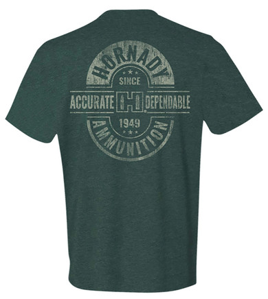 Hornady Gear 31792 Double Rocker Olive Heather, Cotton/Polyester/Rayon, Short Sleeve Semi-Fitted, Medium, Graphic Tee