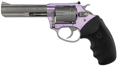 Charter 52242 Pathfinder Lite 22 LR 8rd 4.20 Matte Stainless Stainless Steel Barrel, Lavender Aluminum Frame, Matte Stainless Cylinder, Black Finger Grooved Rubber Grip, Exposed Hammer, Rimfire Revolver