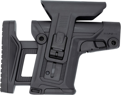 FAB Defense FXRAPSCB RAPS Rapid Adjustment Precision Stock-Collapsible Fits Mil-Spec/Commercial Buffer Tubes Integrated Cheek-Rest & Adj LOP Ambi 1Latch System Black Poly, Stock