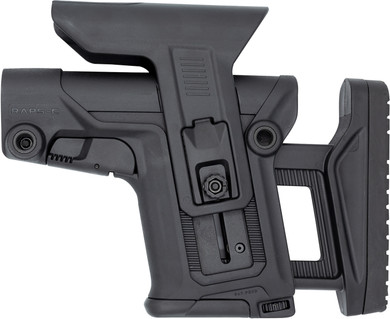 FAB Defense FXRAPSCB RAPS Rapid Adjustment Precision Stock-Collapsible Fits Mil-Spec/Commercial Buffer Tubes Integrated Cheek-Rest & Adj LOP Ambi 1Latch System Black Poly, Stock