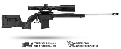 Mdt Sporting Goods Inc 105524BLK XRS Chassis Black Aluminum Core with Polymer Panels, Adj. Cheekrest, M-LOK Forend, Interchangeable Grips, Fits Tikka T1X