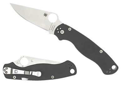 Spyderco C81GPDGY2 Para Military 2 3.47 Fold Plain Satin Maxamet Steel Blade/Dark Gray Textured G10 Handle Includes Pocket Clip, Knife