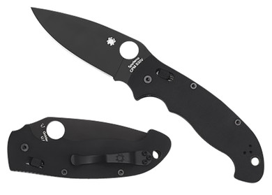 Spyderco C95GPBBK2 Manix 2 XL 3.85 Fold Plain Black DLC CPM S30V SS Blade/Black Textured G10 Handle Includes Pocket Clip, Knife