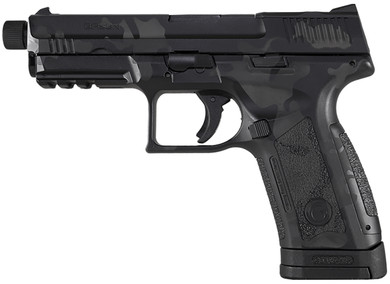 Girsan 390360 MC9 Disruptor 9mm Luger 17+1 4.60 Black Threaded Barrel, Black Camo Optic Ready/Serrated Steel Slide & Poly Frame w/Beavertail & Pic Rail, Black Camo w/Interchangeable Backstrap Grip, Ambi, Pistol
