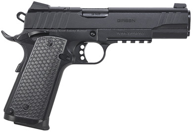 Girsan 391049 MC1911 S Influencer Full Size 38 Super 9+1 5 Blued Steel Barrel, Black Optic Ready/Serrated Steel Slide & Frame w/Pic Rail & Beavertail, Black Poly Grip, Pistol