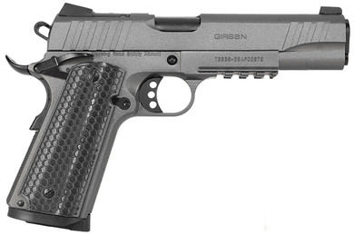 Girsan 391149 MC1911 S Influencer Full Size 38 Super 9+1 5 Black Steel Barrel, Tungsten Gray Cerakote Optic Ready/Serrated Steel Slide & Frame w/Pic Rail & Beavertail, Gray Poly Grip, Pistol