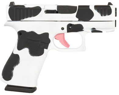 Glock PX4350204FRMOSMOO G43X MOS Sub-Compact Frame 9mm Luger 10+1 3.41 Black GMB Barrel, Cow Print Cerakote MOS Cut/Serrated Steel Slide, Poly Frame w/Beavertail & Pic Rail & Grip, Ambi, Pistol