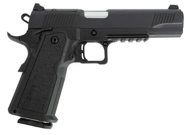 Tisas 12500002 1911 Duty DS 9mm Luger 17+1, 5 Black Steel Barrel, Black Serrated Steel Slide, Black Cerakote Steel Frame w/Beavertail & Pic Rail, Black Overmolded Grip, Ambi, Pistol