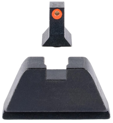Trijicon GL201C601138 Suppressor/Optic Height Sights Green/Tritium Orange Outline Front Sight-Black/Blank Rear Sight Glock 17/17L/19/22 Standard Frame, Handgun Sight