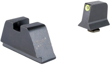Trijicon GL201C601139 Suppressor/Optic Height Sights Green/Tritium Yellow Outline Front Sight-Black/Blank Rear Sight Glock 17/17L/19/22 Standard Frame, Handgun Sight