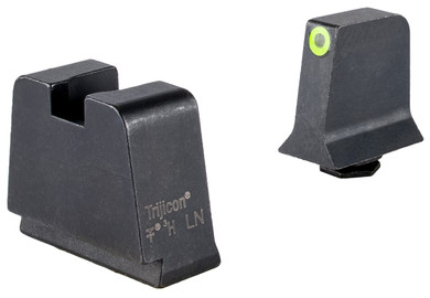 Trijicon GL243C601147 Suppressor/Optic Height Sights Green/Tritium Yellow Outline Front Sight-Black/Blank Rear Sight Glock 42/43/43X Slim Frame, Handgun Sight