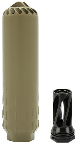 HUXWRX FLOW 6K Suppressor Kit, 6mm, 5.5", Stainless Steel, FDE Cerakote, Includes Flash Hider, 3222
