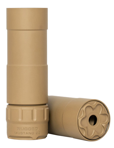 Rugged Suppressor Mustang 22, 22 LR 1.06 in D 1/2 in-28 tpi, Flat Dark Earth Cerakote Aluminum/Titanium, P51FDE22