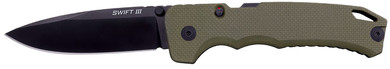 Cold Steel CSFL40AT Swift III EDC 4 Fold Plain Black PVD CPM M4 Steel Blade, OD Green Textured G10 Handle, Presentation Box, Knife