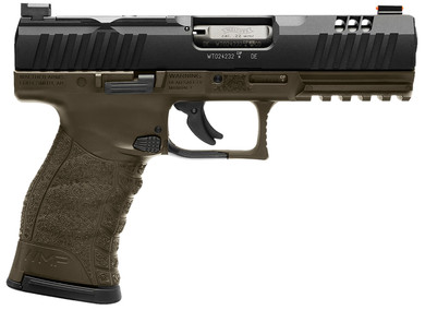 Walther 5220307 WMP Full Size Frame 22 WMR 15+1 4.50 Black Steel Barrel, Black Optic Ready/Serrated Slide, OD Green Poly Frame w/Pic Rail, Textured Poly Grip, Rimfire Pistol