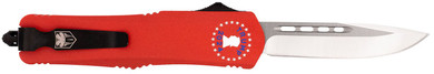 CobraTec Knives MTRP24REDDNS FS-3 Trump 2024 Medium OTF Drop Point Plain Satin D2 Steel Blade, 4.50 Red w/Trump, Make America Great Again Aluminum Cerakoted Handle, Knife