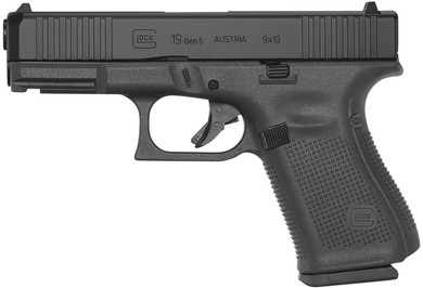 Glock PA195S204MOSMM G19 Gen 5 MOS Miami Mingo Compact Frame 9mm Luger 15+1 4.02 Black GMB Barrel, Black w/Pink Flamingos MOS Cut/Serrated Steel Slide, Black w/Pink Accents Poly Frame, w/Pic Rail, Black Textured Grip, Ambi, Pistol