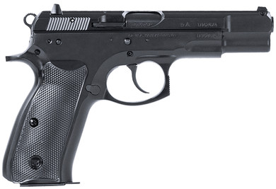 CZ-USA 91130 CZ 75 B 9mm Luger 16+1 4.60 in Black Steel Barrel & Serrated Steel Slide, Black Polycoat Steel Frame w/Beavertail, Black Plastic Grip, Pistol