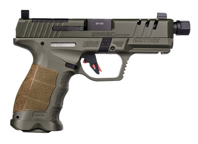 SAR USA SAR9CSOCOMOD SAR9 C Compact Frame 9mm Luger 21+1 4 Black Steel Threaded Barrel, OD Green Cerakote Steel Optic Ready/Ported/Serrated Slide, OD Green Poly Frame w/Pic Rail, Interchangeable Backstrap Grip, Pistol