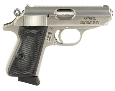 Walther 4796022 PPK/S 32 ACP 7+1 3.30 Stainless Steel Barrel, Matte Stainless Serrated Steel Slide, Stainless Aluminum Frame w/Beavertail, Black Checkered Poly, Pistol