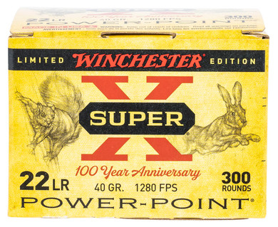 Winchester Super X 100th Anniversary Ammunition X22LRPP100 22 LR 40 gr Power-Point (PP) 300 Rounds
