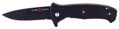 AL Mar Knives AMK2206 S.E.R.E. 2020 Night G 3.60 in Folding Talon Plain Matte Black Titanium D2 Steel Blade G10 Black Handle