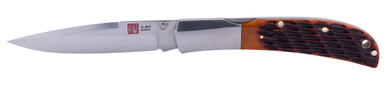 AL Mar Knives AMK7006 Eagle 4 in Folding Talon Plain Satin AUS 8 Blade Brown Jigged Bone Handle