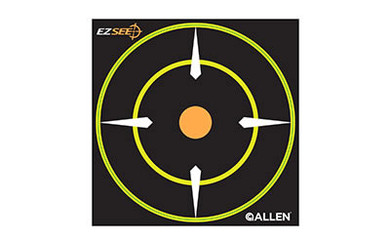 Allen EZ See Adhesive Bullseye Target, 6 inX6 in, 12Pk 15226