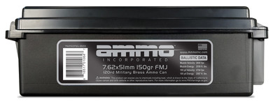 Ammo Incorporated 762150FMJB120 Rifle 7.62x51mm NATO 150 gr Full Metal Jacket (FMJ) 120 Bx/6 Cs