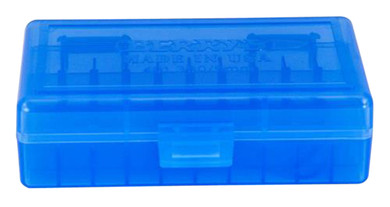Berrys 40102 Ammo Box Handgun Ammunition Ammo Box 380/9mm 1.26 in OAL X .40 in 50 rd Injection Molded Polymer Blue