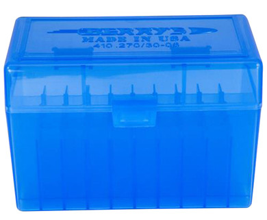 Berrys 41002 Ammo Box Rifle Ammunition Ammo Box 270/30-06 3.6 in OAL x .52 in 50 rd Polypropylene Blue