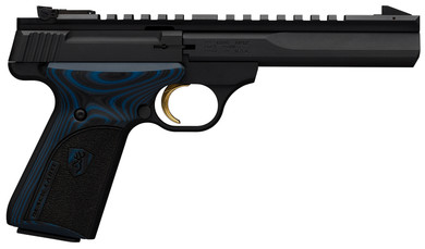 Browning 051535490 Buck Mark Black Label 22 LR 5.50 in Contoured 10+1 Matte Black Matte Black Aluminum Slide Stippled Black & Blue G-10 Grip Adj Sights