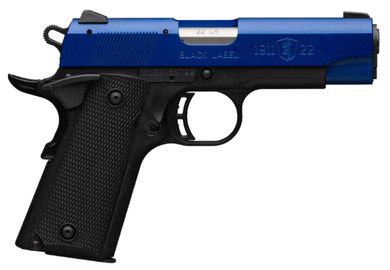 Browning 051885490 1911-22 Compact 22 LR 4.25 in 10+1 Matte Black, Blue Anodized with Polished Flats Black Textured Polymer Grip Browning 051885490 1911-22 Compact 22 LR 4.25 in 10+1 Matte Black, Blue Anodized with Polished Flats Black Textured Polymer Grip