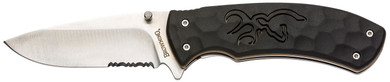 Browning 3220429 Primal Medium 3.50 in Folding Drop Point Plain 8Cr13MoV SS Blade Black Polymer Over-mold Handle