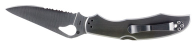 Spyderco BY03PS2 Byrd Cara Cara 2 3.75 in Folding Drop Point, Part Serrated 8Cr13MoV SS Blade, Stainless Steel Handle, Includes Pocket Clip, Knife