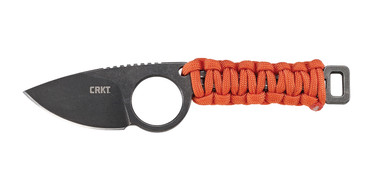CRKT 2415 Tailbone 2.13 in Fixed Plain Black Stonewash 8Cr13MoV SS Blade Orange Wrapped 45Mn Carbon Steel Handle