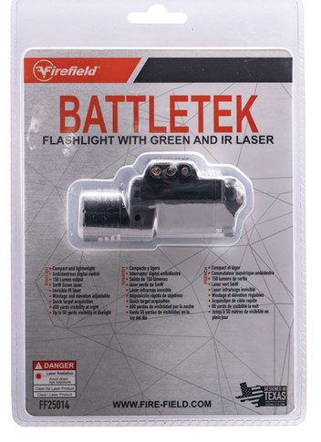 Firefield FF25014 BattleTek w/Laser 150 Lumens/5mW Output White LED Light/Green Laser Up to 600 yds Beam Picatinny/Weaver Mount Matte Black Polymer