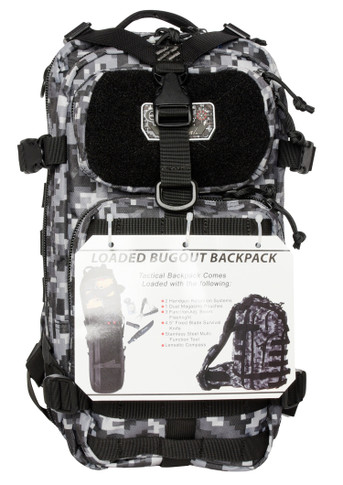 G*Outdoors GPS-T1611LTB Tactical Bugout Backpack Gray Digital 1000D Polyester with Lockable Zippers, Pull-Out Rain Cover & Padded Waist Strap Holds 2 Handguns & Magazines