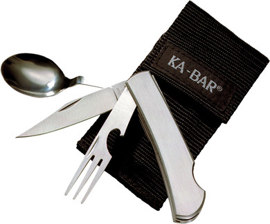 Ka-Bar 1301 HOBO 3-in-1 Utensil Kit SS 3 in ClipPoint/Spoon/Fork w/Nylon Sheath