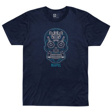 Magpul MAG12174113XL Sugar Skull Men's T-Shirt Navy Heather Short Sleeve 3XL
