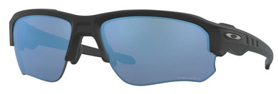 Oakley SPEEDJACKET Standard Issue Speed Jacket Polarized, Prizm Deep Water Blue Lens with Matte Black Frame & Unobtainium Temple Sleeves & Nose Piece for Adults