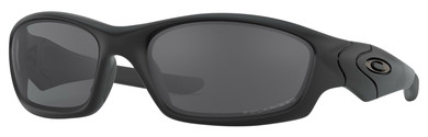 Oakley STRAIGHTJACKET Straight Jacket Polarized, High Definition Gray Lens with Matte Black Frame & Unobtainium Temple Sleeves & Nose Piece for Adults