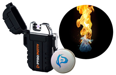 Pyro Putty PPARC1 Dual Arc Plasma Lighter Black 2.63in Long Includes USB Cable/Lanyard