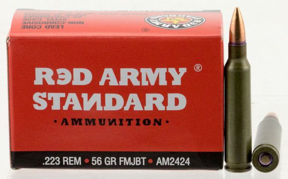 Red Army Standard AM2424 Red Army Standard 223 Rem 56 gr Full Metal Jacket Boat-Tail (FMJBT) 20 Bx/ 50 Cs