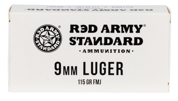 Red Army Standard AM3091 Red Army Standard 9mm Luger 115 gr Full Metal Jacket (FMJ) 50 Bx/ 20 Cs