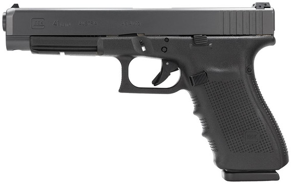 Glock PG4130103 G41 Gen4 Competition 45 ACP 13+1 5.31 in Barrel, Black Frame & Slide, Finger Grooved Rough Texture Grip, Modular Backstrap, Reversible Mag. Catch, Safe Action Trigger, Pistol