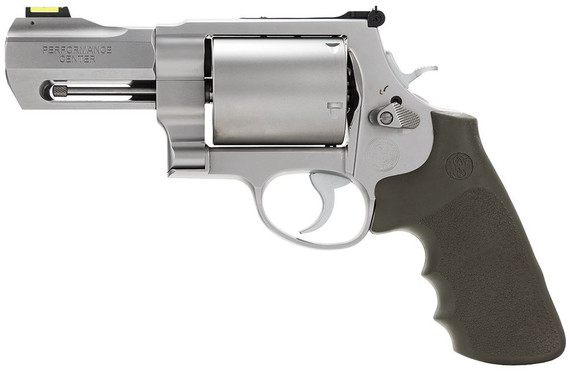 Smith & Wesson 170350 Model 460 Performance Center XVR 460 S&W Mag 3.50 in Stainless Steel Barrel & 5rd Unfluted Cylinder, Satin Stainless Steel X-Frame, Hi-Viz Fiber Optic Green Front Sight, Chromed Tear Drop Hammer & Trigger With Stop , Revolver